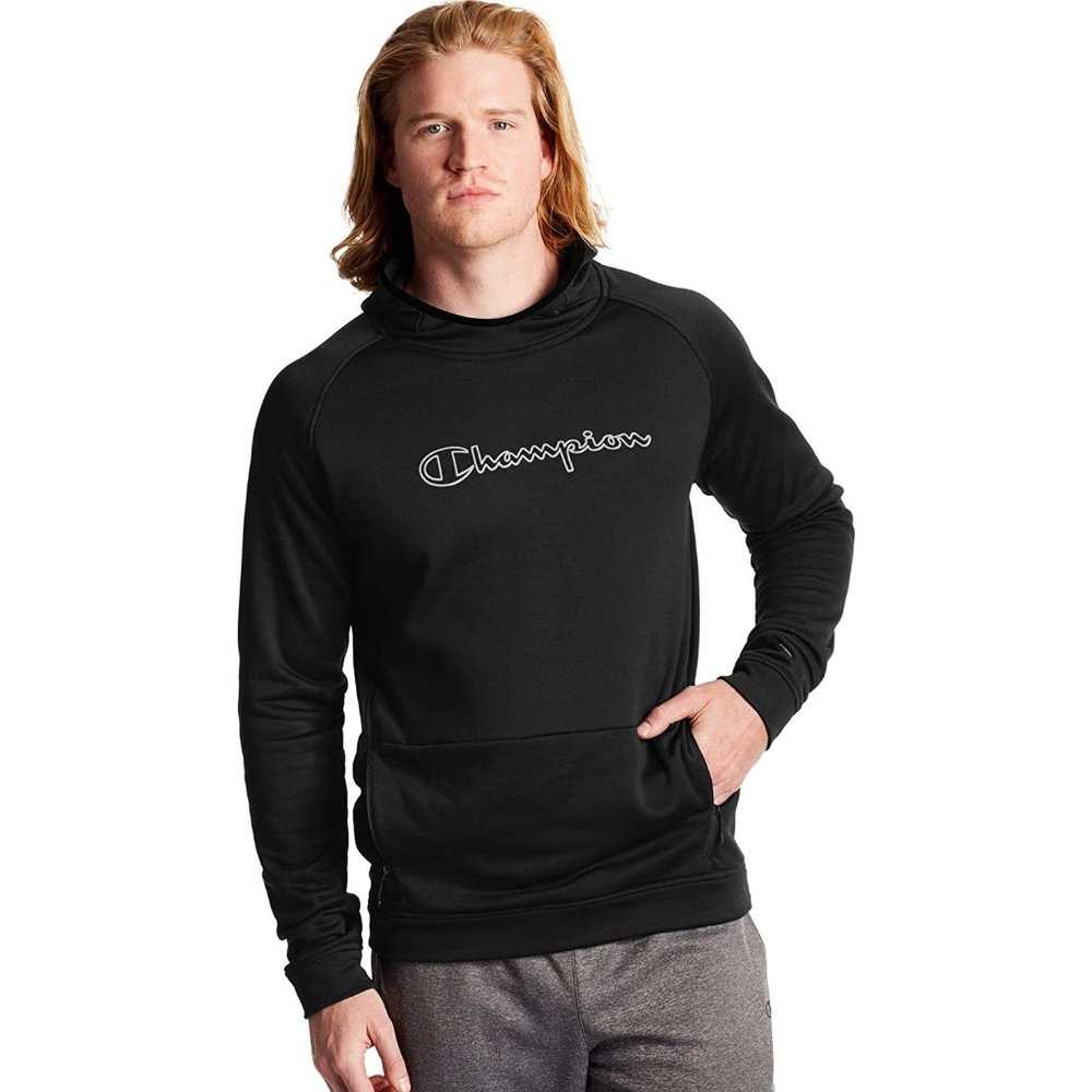 Champion Men's Front Zip Pockets Sport Hoodie Pullover Jacket Black Size Small - Picture 3 of 12